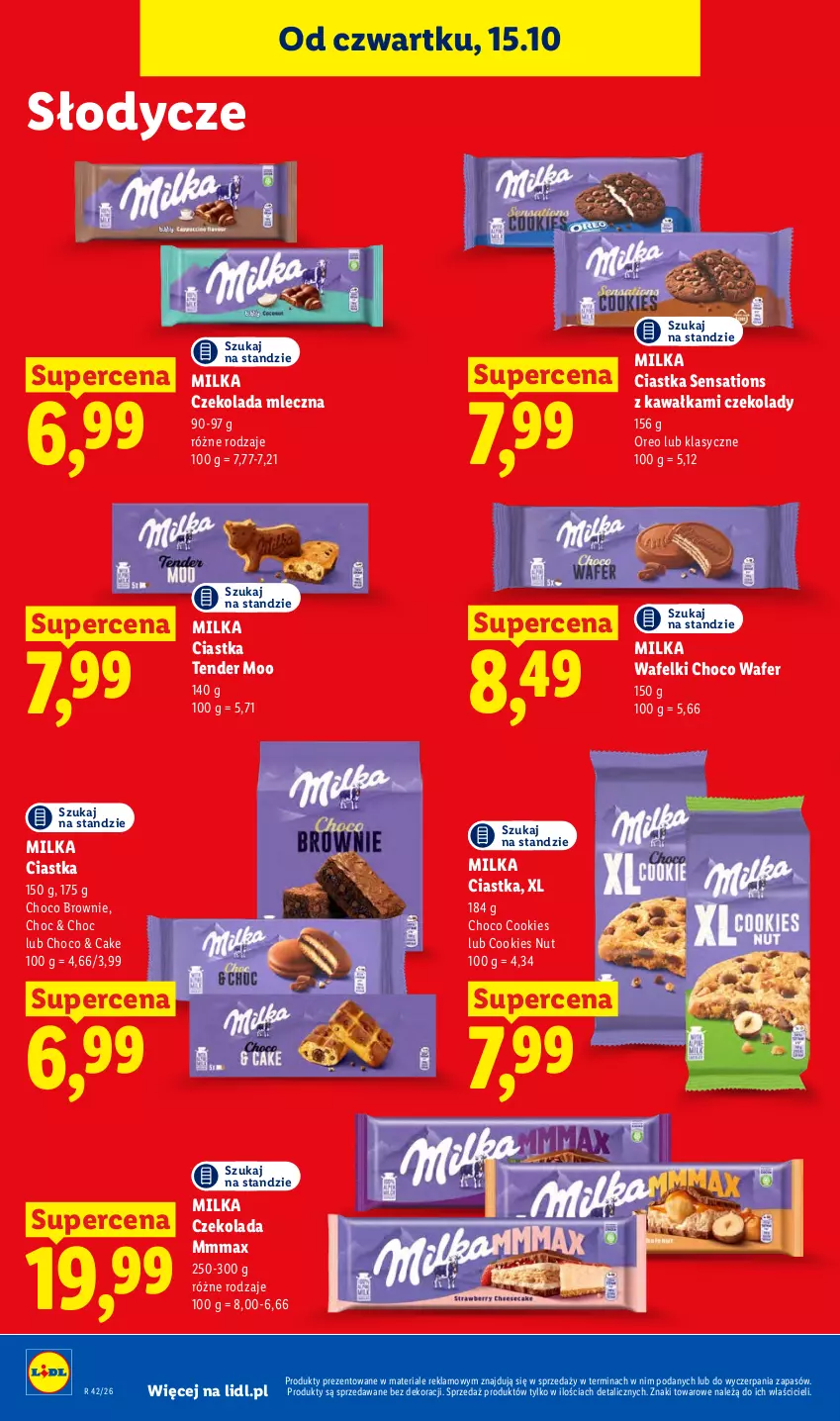 Gazetka promocyjna Lidl - Gazetka - ważna 19.10 do 21.10.2026 - strona 82 - produkty: Brownie, Ciastka, Czekolada, Czekolada mleczna, Kawa, Milka, Oreo, Sati