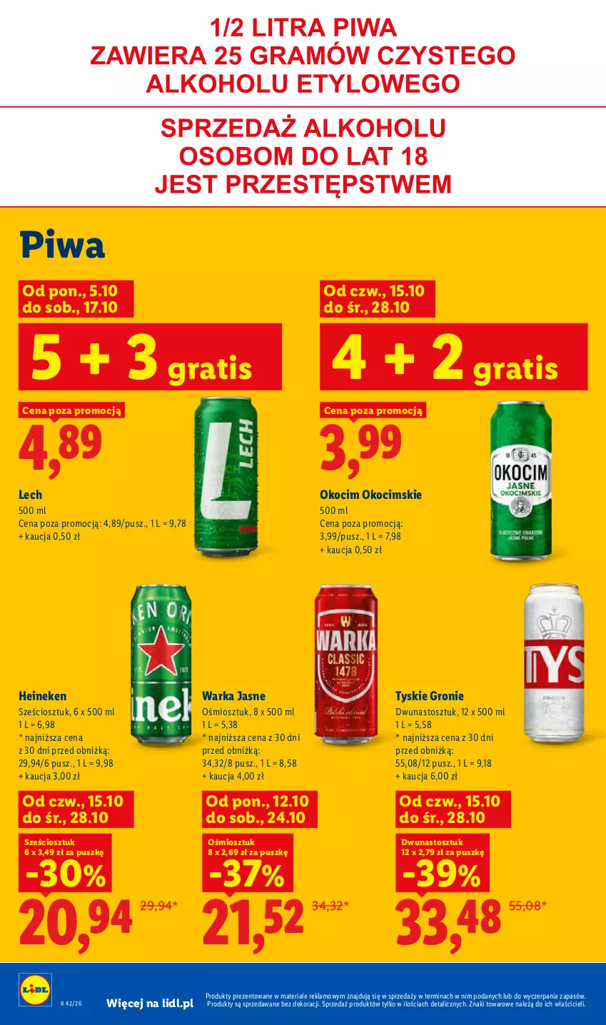 Gazetka promocyjna Lidl - Gazetka - ważna 19.10 do 21.10.2026 - strona 96 - produkty: Gra, Heineken, Koc, Okocim, Piwa, Tyskie, Warka