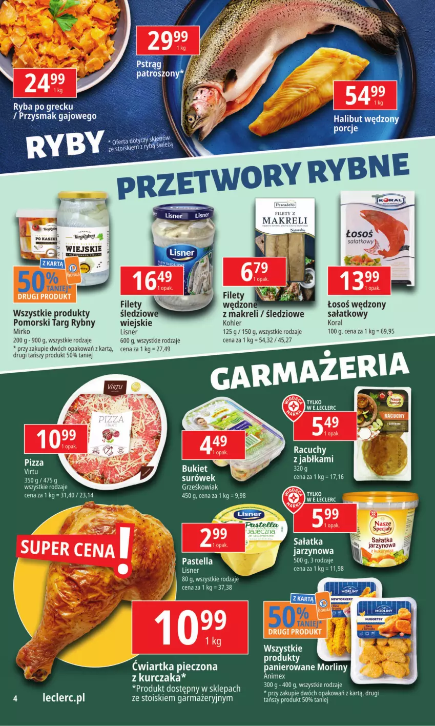 Gazetka promocyjna E Leclerc - ważna 20.05 do 27.05.2024 - strona 4 - produkty: AEG, Gry, Jabłka, Kurczak, Lisner, Morliny, Pastella, Piec, Sałat, Sałatka