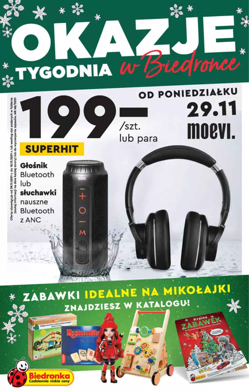 Gazetka promocyjna Biedronka - Okazje tygodnia - ważna 29.11 do 12.12.2021 - strona 1 - produkty: Głośnik, Słuchawki