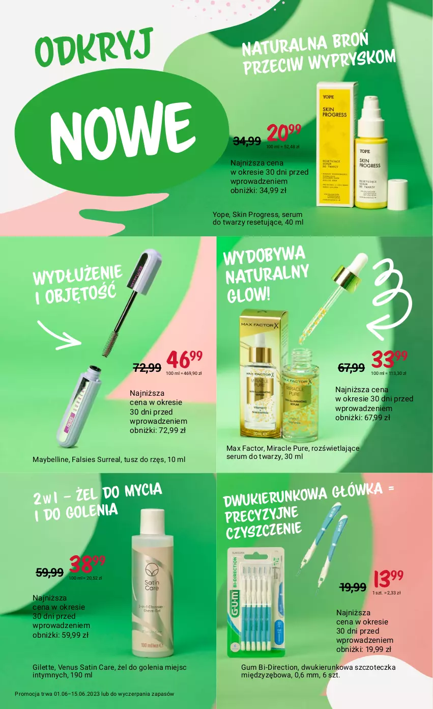 Gazetka promocyjna Rossmann - 1 czerwca - ważna 01.06 do 15.06.2023 - strona 2 - produkty: Bell, Fa, Gres, Max Factor, Maybelline, Pur, Rum, Sati, Ser, Serum, Serum do twarzy, Szczoteczka, Tusz, Venus, Yope