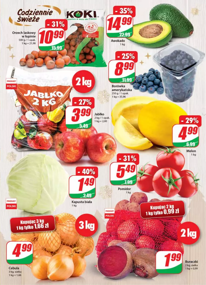 Gazetka promocyjna Dino - Gazetka - ważna 08.12 do 14.12.2021 - strona 15 - produkty: Borówka, Borówka amerykańska, Buraczki, Cebula, Melon, Siatka