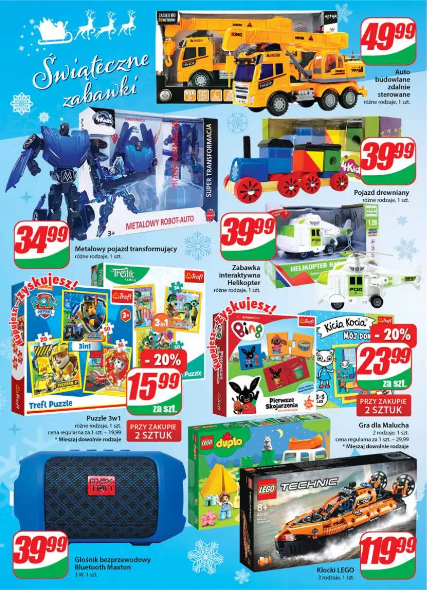 Gazetka promocyjna Dino - Gazetka - ważna 08.12 do 14.12.2021 - strona 22 - produkty: Głośnik, Gra, Helikopter, Klocki, LEGO, Pojazd, Puzzle, Tera, Tran, Zabawka