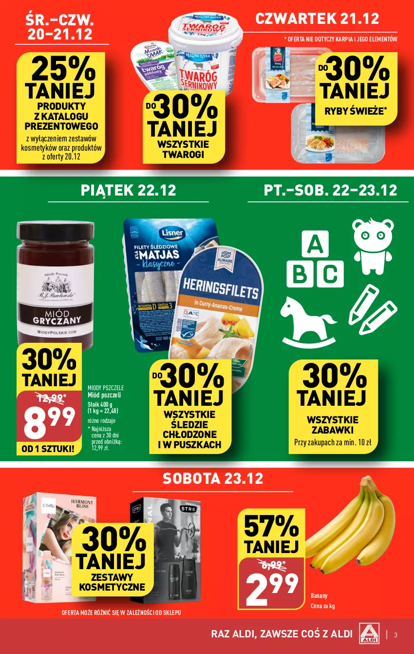 Gazetka promocyjna Aldi - Pełna oferta - ważna 18.12 do 23.12.2023 - strona 3 - produkty: Banany, Karp, Miód