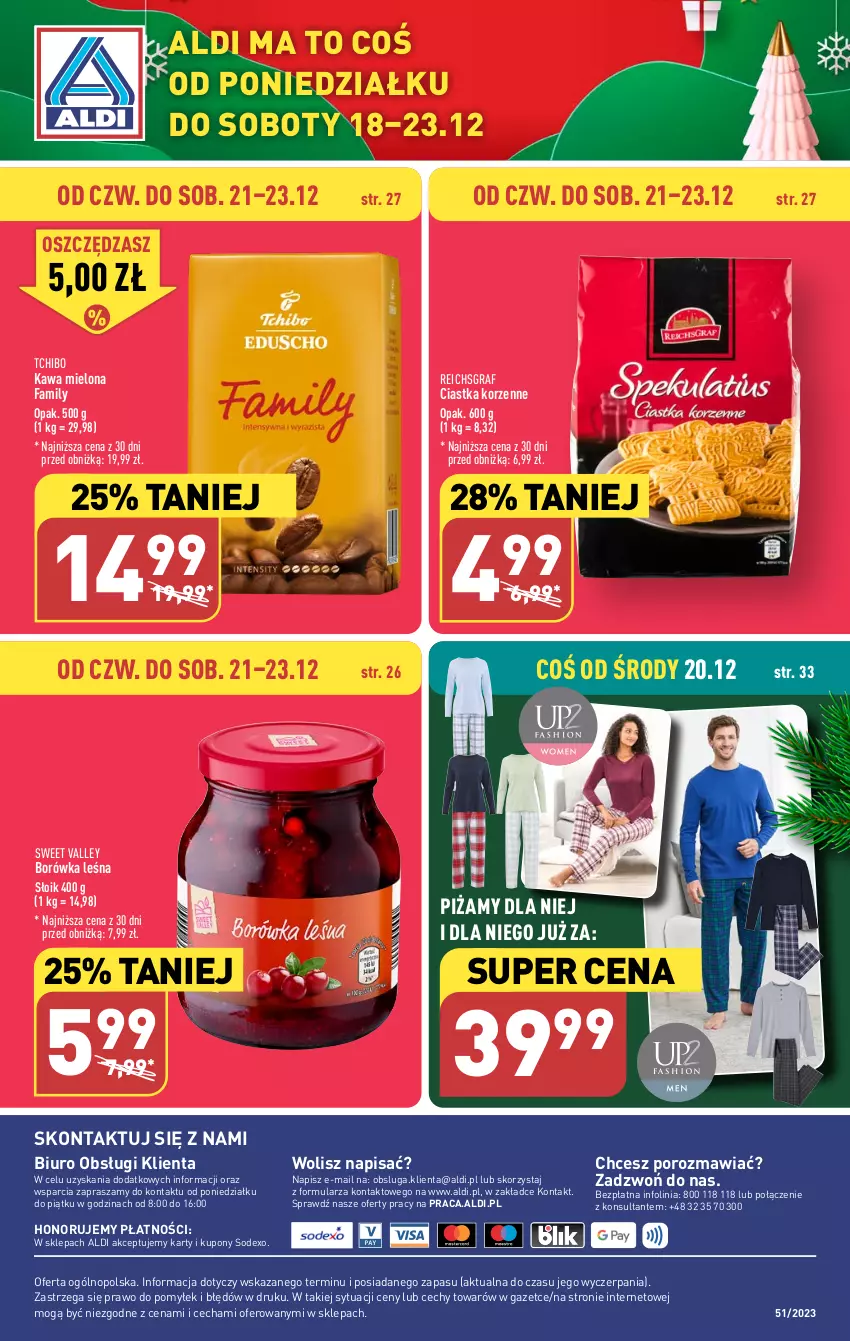 Gazetka promocyjna Aldi - Pełna oferta - ważna 18.12 do 23.12.2023 - strona 39 - produkty: Biuro, Borówka, Ciastka, Fa, Gra, Kawa, Kawa mielona, O nas, Por, Reichsgraf, Tchibo