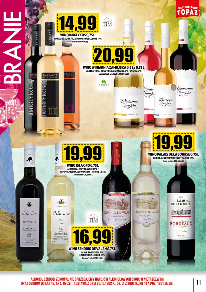 Gazetka promocyjna Topaz - Gazetka - ważna 01.06 do 30.06.2024 - strona 11 - produkty: Bordeaux, Isla, Winiarnia Zamojska, Wino