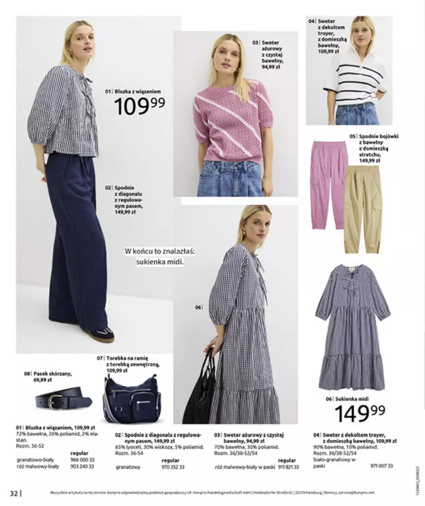 Gazetka promocyjna Bonprix - MARYNARSKIE AKCENTY - ważna 02.03 do 30.03.2026 - strona 34 - produkty: BIC, Biurka, Chia, Fa, Gra, Koc, LEGO, Pasek, Spodnie, Sukienka, Sweter, Torebka