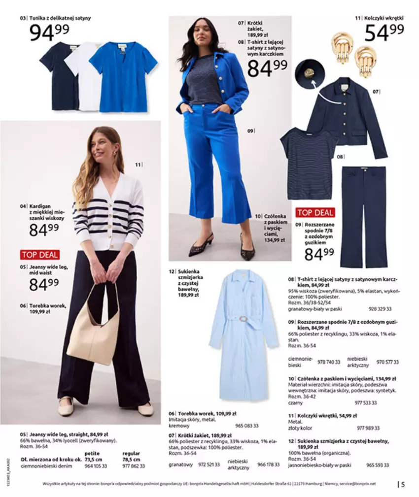 Gazetka promocyjna Bonprix - MARYNARSKIE AKCENTY - ważna 02.03 do 30.03.2026 - strona 7 - produkty: Gala, Gra, Granat, Koc, Kolczyki, Mus, Por, Spodnie, STP, T-shirt, Top, Torebka, Tunika, Wkręt