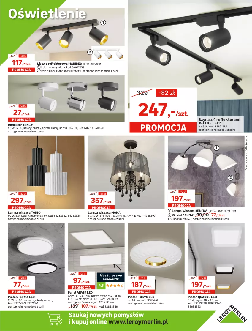 Gazetka promocyjna Leroy Merlin - Gazetka Leroy Merlin - ważna 05.10 do 25.10.2022 - strona 7 - produkty: Azzaro, Gra, Lampa, Lampa wisząca, Listwa, Plafon, Reflektor, Ser, Szyna, Tapeta, Telefon