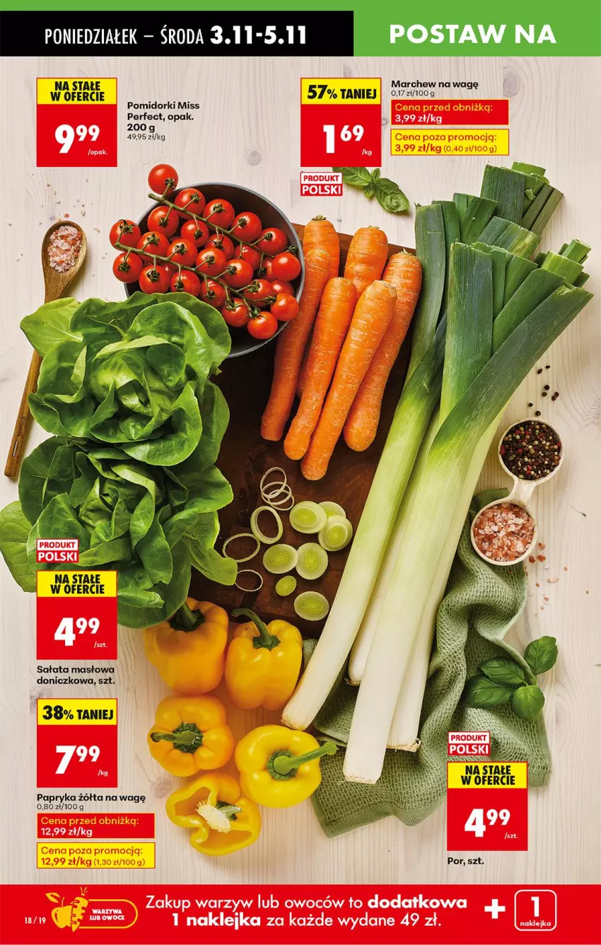 Gazetka promocyjna Biedronka - Od Poniedziałku - ważna 03.11 do 08.11.2025 - strona 20 - produkty: Fa, Masło, Papryka, Pomidorki, Por, Sałat, Sałata masłowa