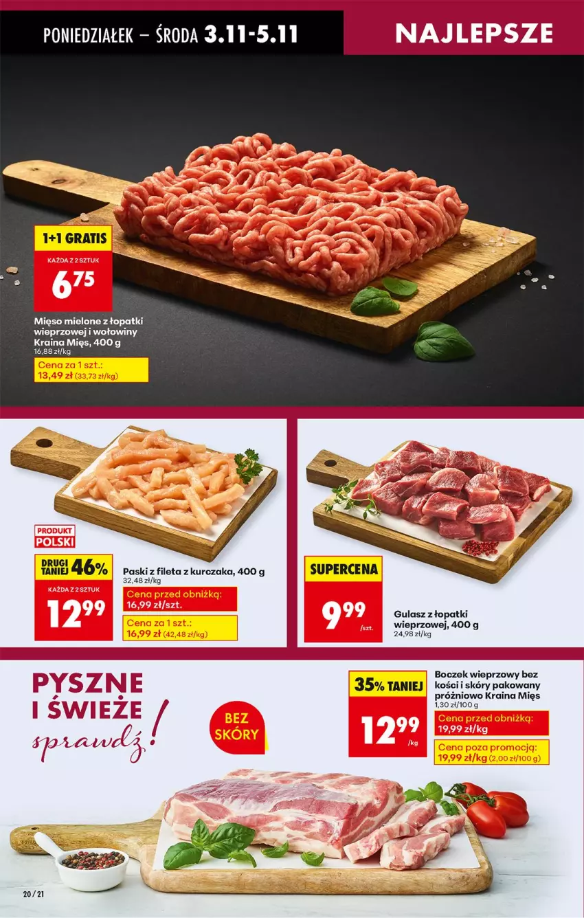 Gazetka promocyjna Biedronka - Od Poniedziałku - ważna 03.11 do 08.11.2025 - strona 24 - produkty: Boczek, Boczek wieprzowy, Gra, Kurczak, Mięso, Mięso mielone, Mięso mielone z łopatki wieprzowej