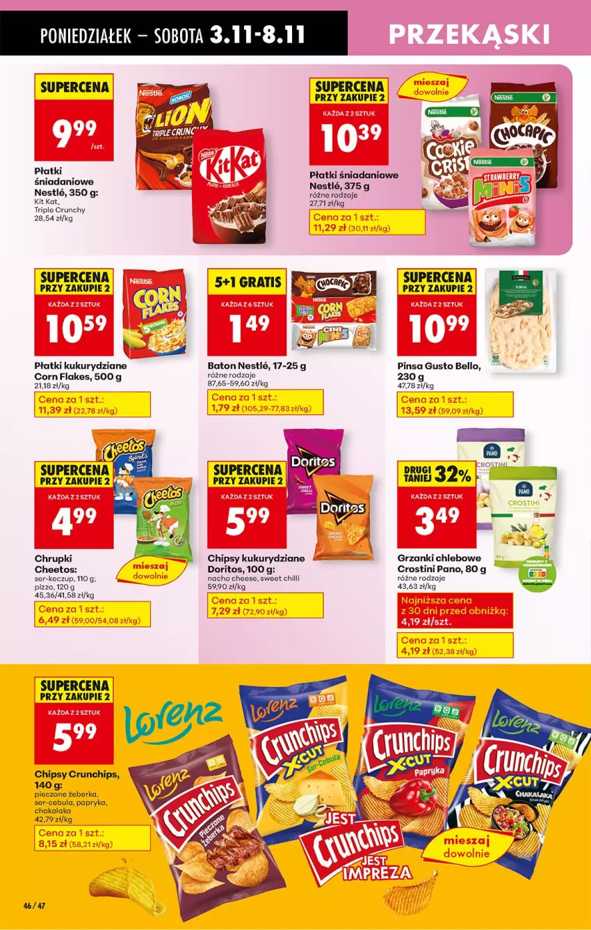 Gazetka promocyjna Biedronka - Od Poniedziałku - ważna 03.11 do 08.11.2025 - strona 64 - produkty: Baton, Bell, Cebula, Cheetos, Chipsy, Chleb, Chrupki, Corn flakes, Crunchips, Danio, Kit Kat, Papryka, Piec, Pizza, Ser