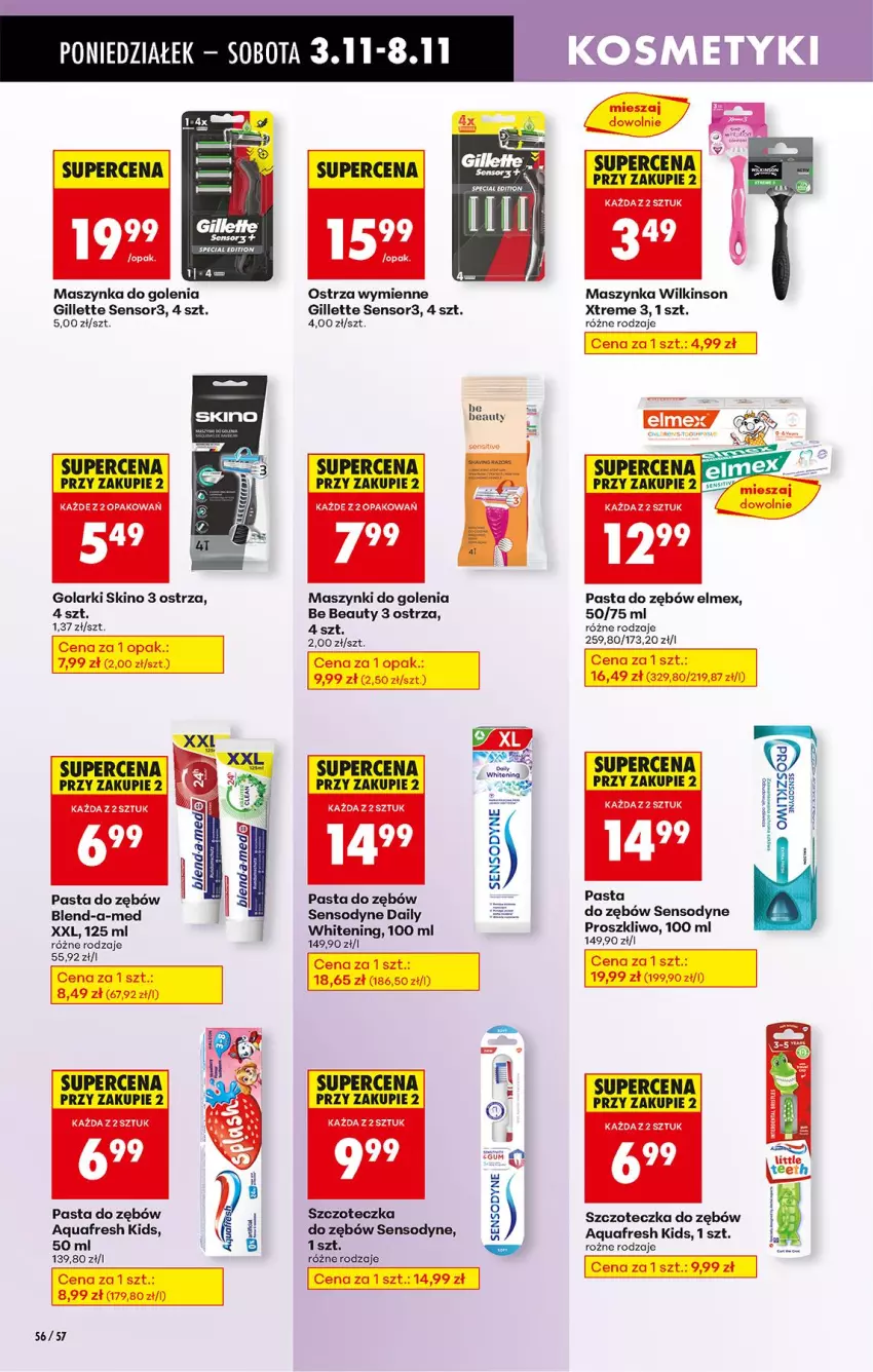 Gazetka promocyjna Biedronka - Od Poniedziałku - ważna 03.11 do 08.11.2025 - strona 78 - produkty: Aquafresh, Be Be, Blend-a-Med, Elmex, Gillette, Maszynka, Maszynka do golenia, Pasta do zębów, Sensodyne, Szczoteczka, Szczoteczka do zębów, Szynka