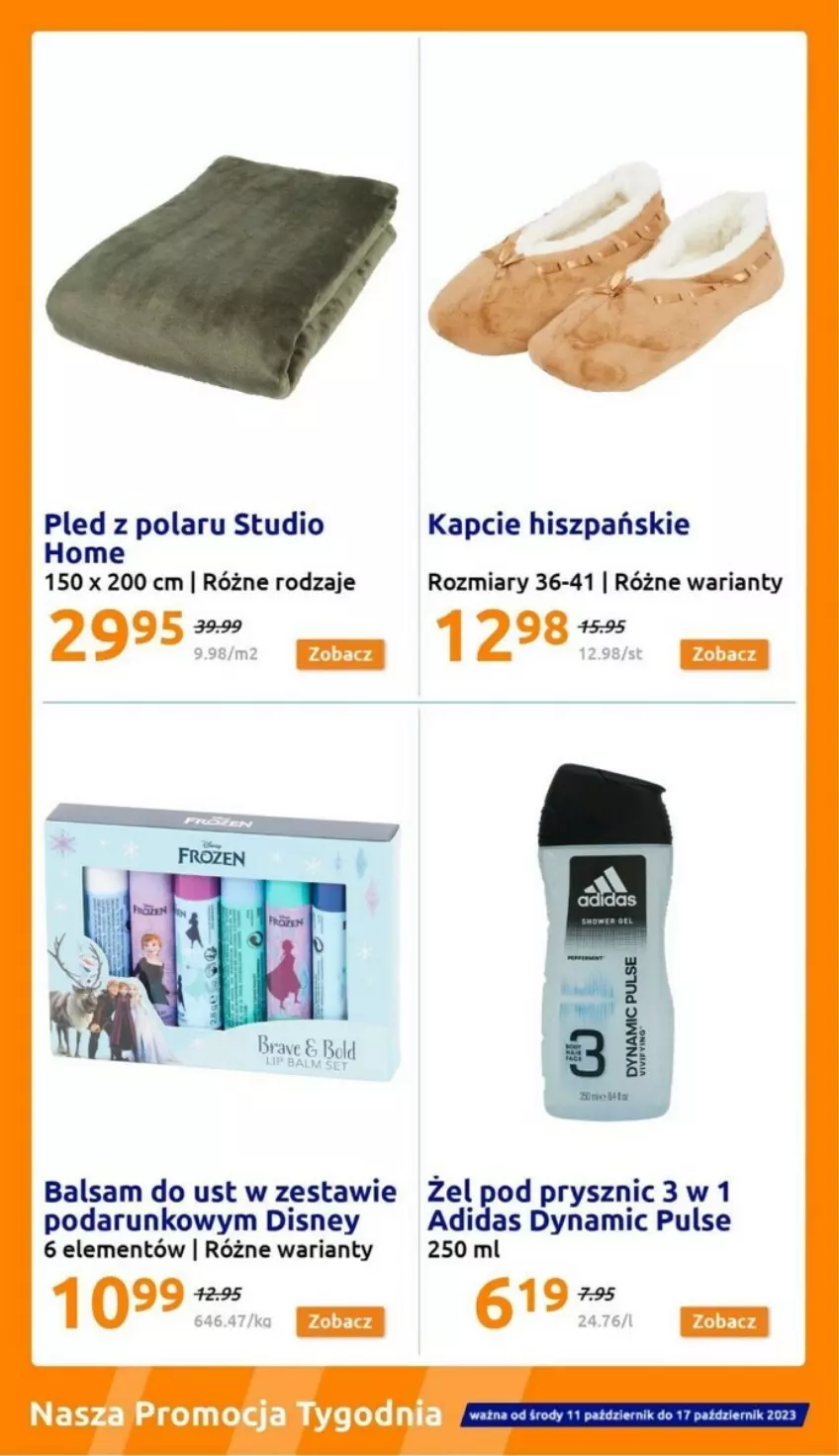 Gazetka promocyjna Action - ważna 11.10 do 17.10.2023 - strona 18 - produkty: Adidas, Balsam do ust, Disney, Kapcie, Pled