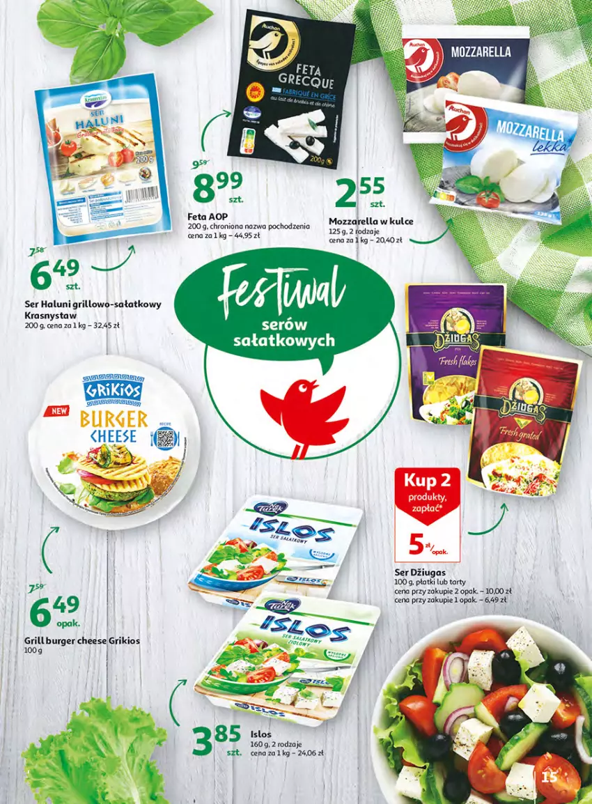 Gazetka promocyjna Auchan - Włoska kuchnia jest w cenie Hipermarkety - ważna 05.05 do 11.05.2022 - strona 15 - produkty: Burger, Feta, Grill, Sałat, Ser