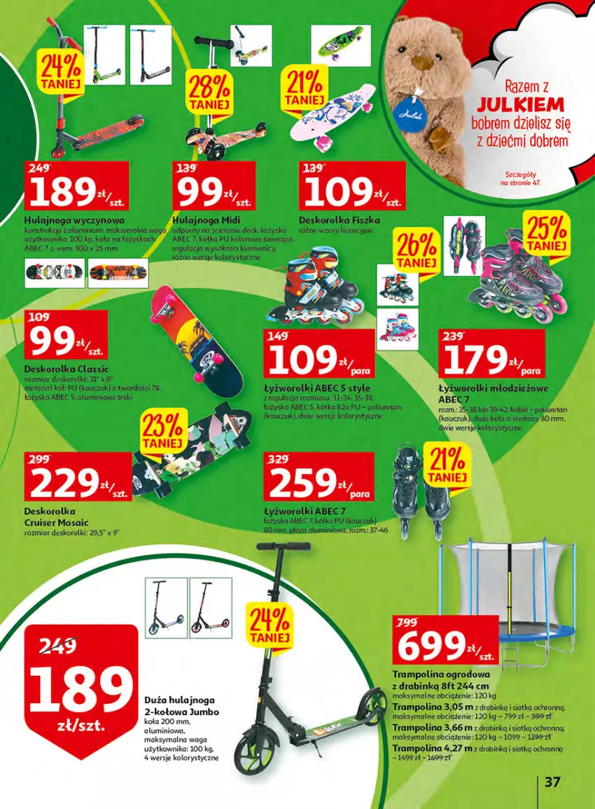 Gazetka promocyjna Auchan - Włoska kuchnia jest w cenie Hipermarkety - ważna 05.05 do 11.05.2022 - strona 37 - produkty: Deskorolka, Hulajnoga, Por, Rolki, Ser, Sok, Waga