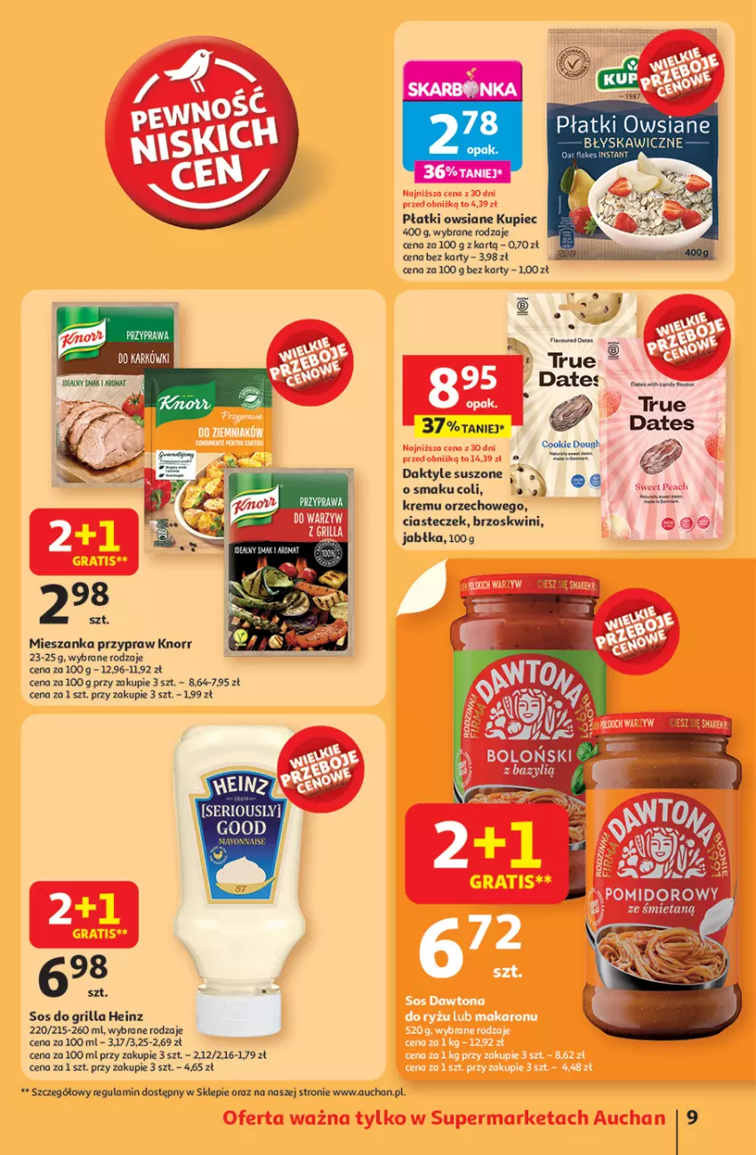 Gazetka promocyjna Auchan - TAK SMAKUJE LATO Supermarket - ważna 12.06 do 18.06.2025 - strona 11 - produkty: Bazyl, Daktyle, Fa, Gra, Grill, Heinz, Knorr, Kupiec, Piec, Płatki owsiane, Sos