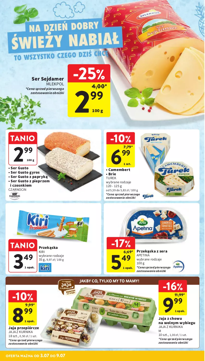 Gazetka promocyjna Intermarche - Gazetka promocyjna - ważna 03.07 do 09.07.2025 - strona 20 - produkty: Brie, Camembert, Gyros, Jaja, Pieprz, Sejdamer, Ser