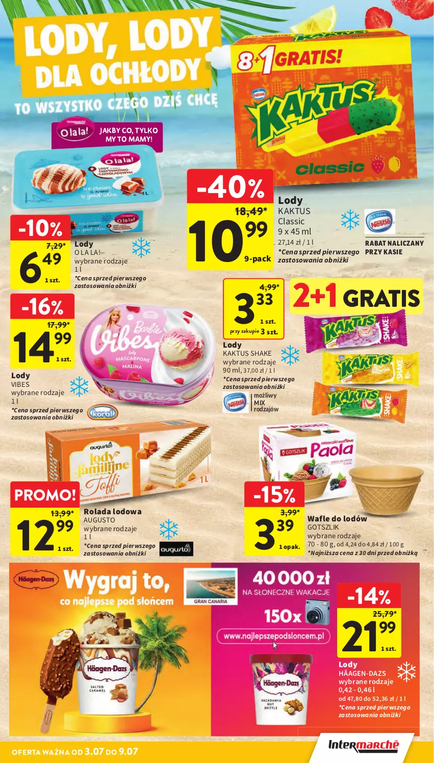 Gazetka promocyjna Intermarche - Gazetka promocyjna - ważna 03.07 do 09.07.2025 - strona 23 - produkty: Gra, Kaktus, Lody, Rolada, Wafle, Wafle do lodów