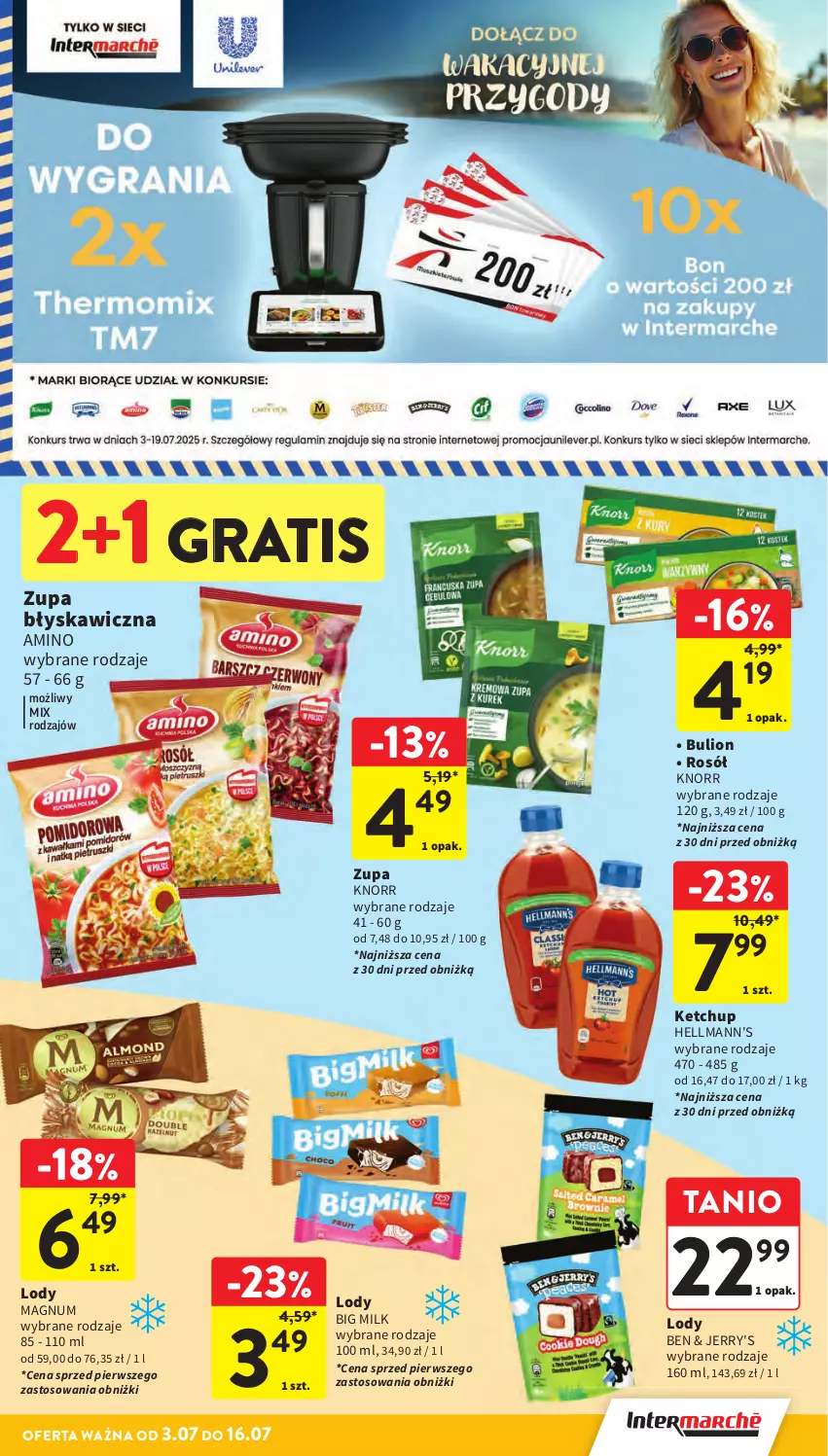Gazetka promocyjna Intermarche - Gazetka promocyjna - ważna 03.07 do 09.07.2025 - strona 37 - produkty: Big Milk, Bulion, Gra, Ketchup, Knorr, Lion, Lody, Rosół, Zupa