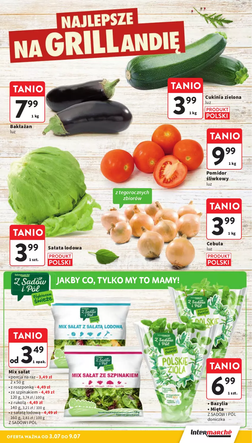 Gazetka promocyjna Intermarche - Gazetka promocyjna - ważna 03.07 do 09.07.2025 - strona 9 - produkty: Bazyl, Bazylia, Cebula, Mięta, Por, Sałat, Sałata lodowa, Szpinak
