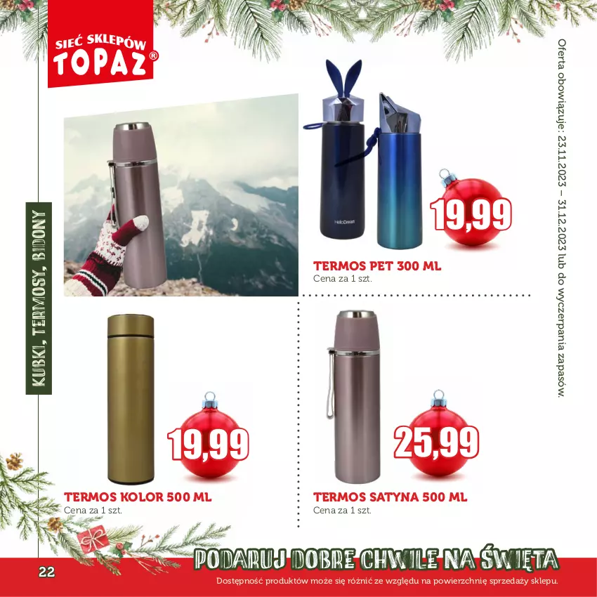 Gazetka promocyjna Topaz - Gazetka - ważna 23.11 do 31.12.2023 - strona 22 - produkty: Termos
