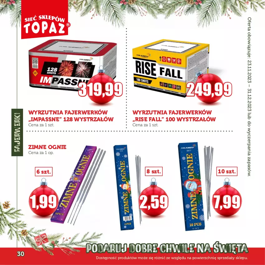 Gazetka promocyjna Topaz - Gazetka - ważna 23.11 do 31.12.2023 - strona 30 - produkty: Fa, Strzałów, Wyrzutnia
