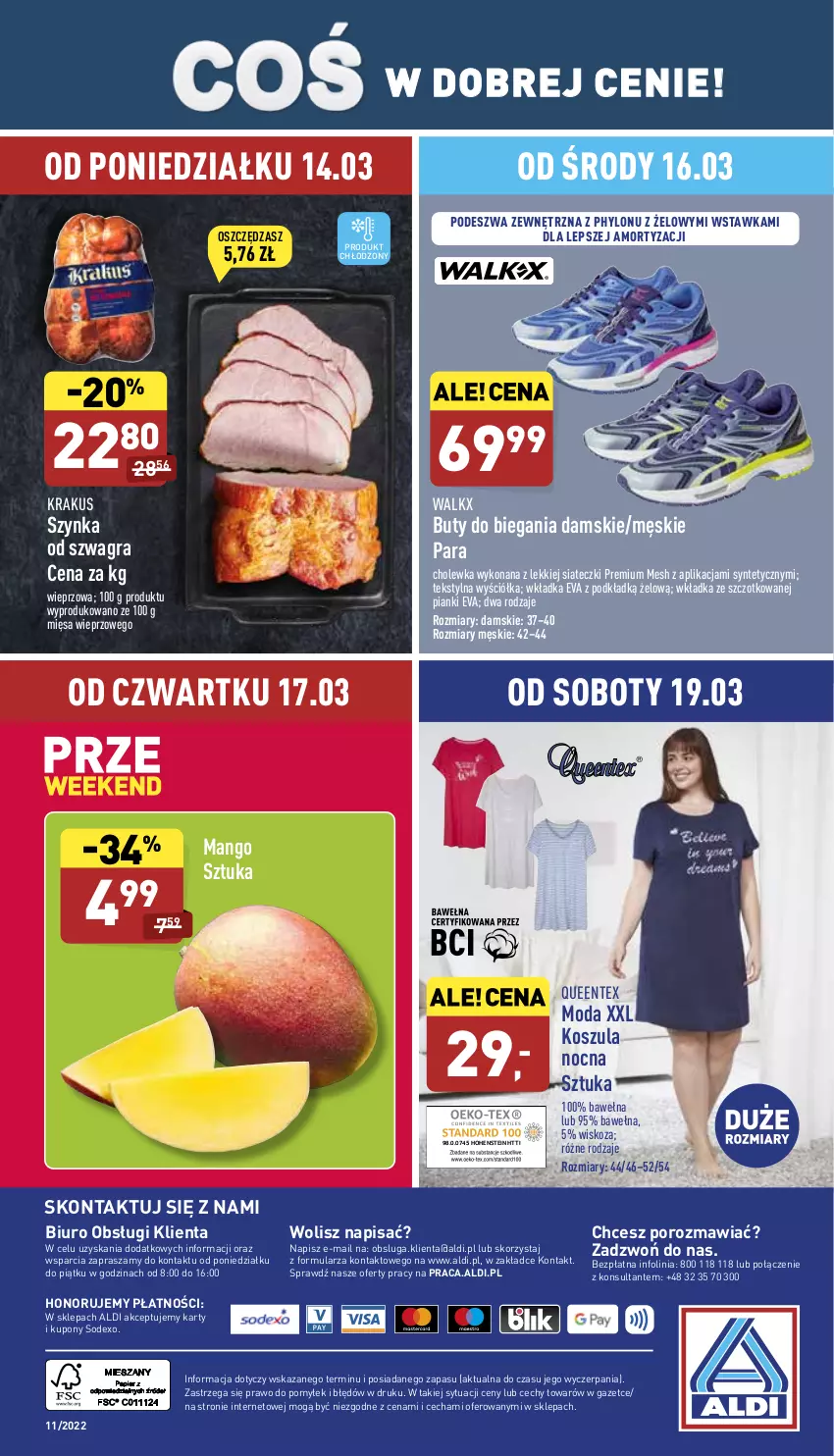 Gazetka promocyjna Aldi - Katalog spożywczy - ważna 14.03 do 19.03.2022 - strona 30 - produkty: Biuro, Buty, Gra, Kosz, Koszula, Koszula nocna, Krakus, Mango, Moda, O nas, Podkład, Por, Queentex, Szynka, Wełna