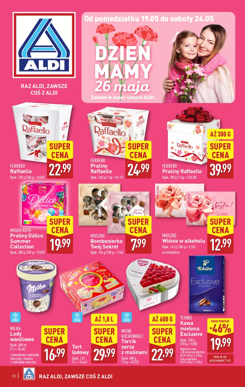 Gazetka promocyjna Aldi - Oferta weekendowa - ważna 22.05 do 24.05.2025 - strona 10 - produkty: Fa, Ferrero, Kawa, Kawa mielona, Kret, Lody, Milka, Moser Roth, Mus, Praliny, Raffaello, Ser, Tchibo