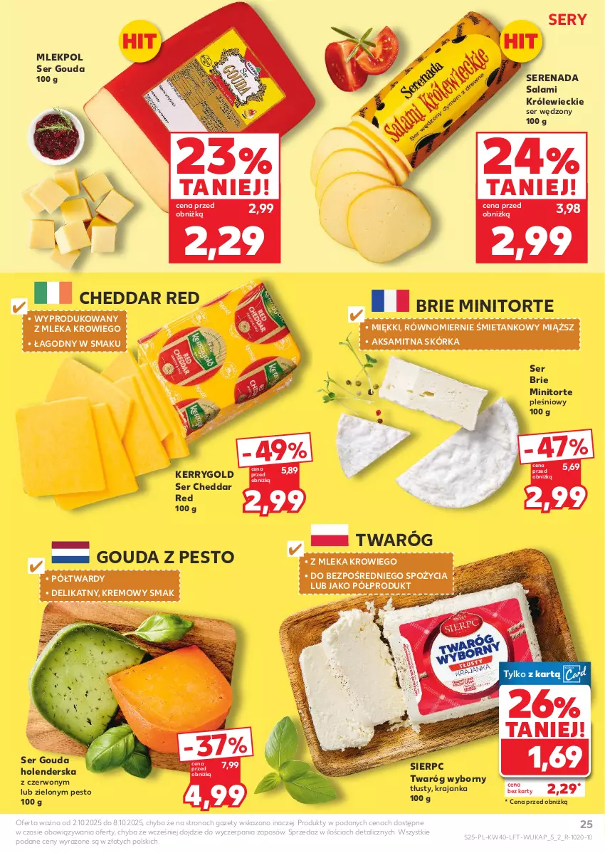 Gazetka promocyjna Kaufland - Gazetka tygodnia - ważna 02.10 do 08.10.2025 - strona 25 - produkty: Aksam, Brie, Cheddar, Gouda, Pesto, Salami, Ser, Twaróg