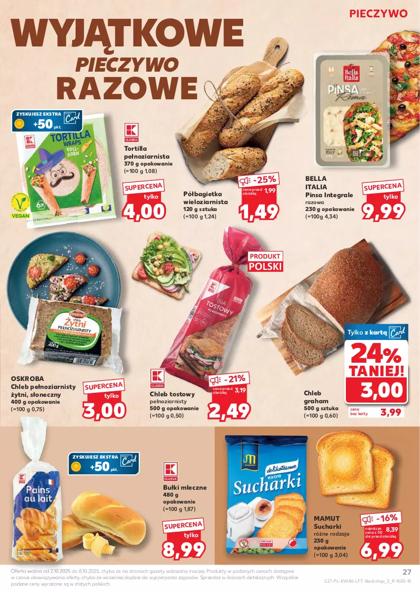Gazetka promocyjna Kaufland - Gazetka tygodnia - ważna 02.10 do 08.10.2025 - strona 27 - produkty: Bagietka, Bell, Bella, Chleb, Chleb tostowy, Gra, Piec, Pieczywo, Półbagietka, Tortilla