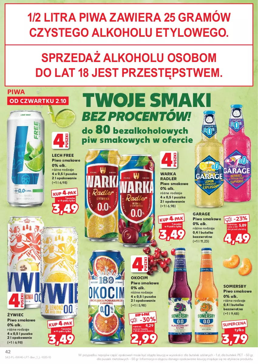 Gazetka promocyjna Kaufland - Gazetka tygodnia - ważna 02.10 do 08.10.2025 - strona 42 - produkty: Gra, Koc, Okocim, Piwa, Piwo, Radler, Sok, Somersby, Warka