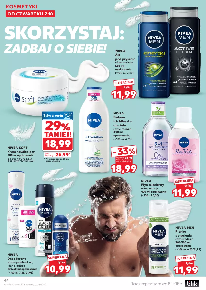 Gazetka promocyjna Kaufland - Gazetka tygodnia - ważna 02.10 do 08.10.2025 - strona 44 - produkty: Dezodorant, Krem nawilżający, Mleczko, Mleczko do ciała, Nivea, Nivea Men, Pianka do golenia, Płyn micelarny, Tera