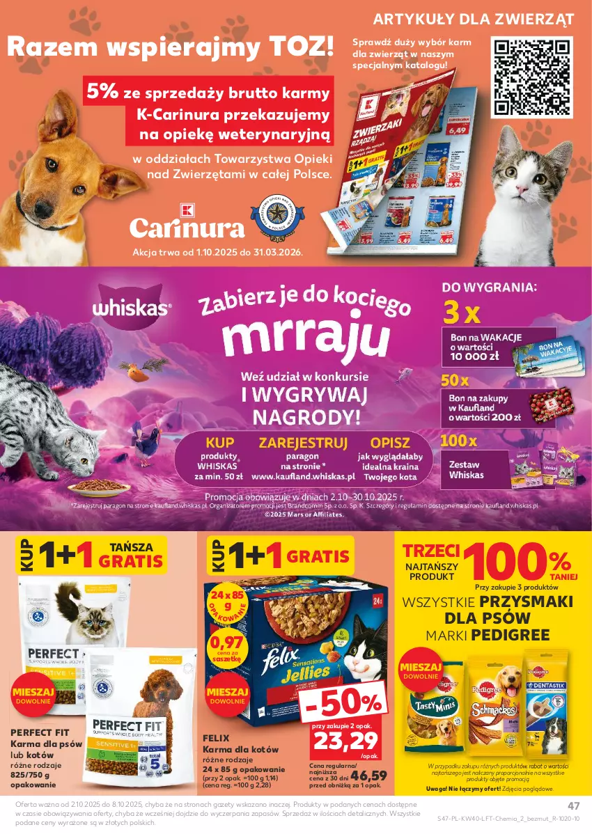 Gazetka promocyjna Kaufland - Gazetka tygodnia - ważna 02.10 do 08.10.2025 - strona 47 - produkty: Felix, Gra, Pedigree, Por, Przysmaki, Waga, Zwierzęta