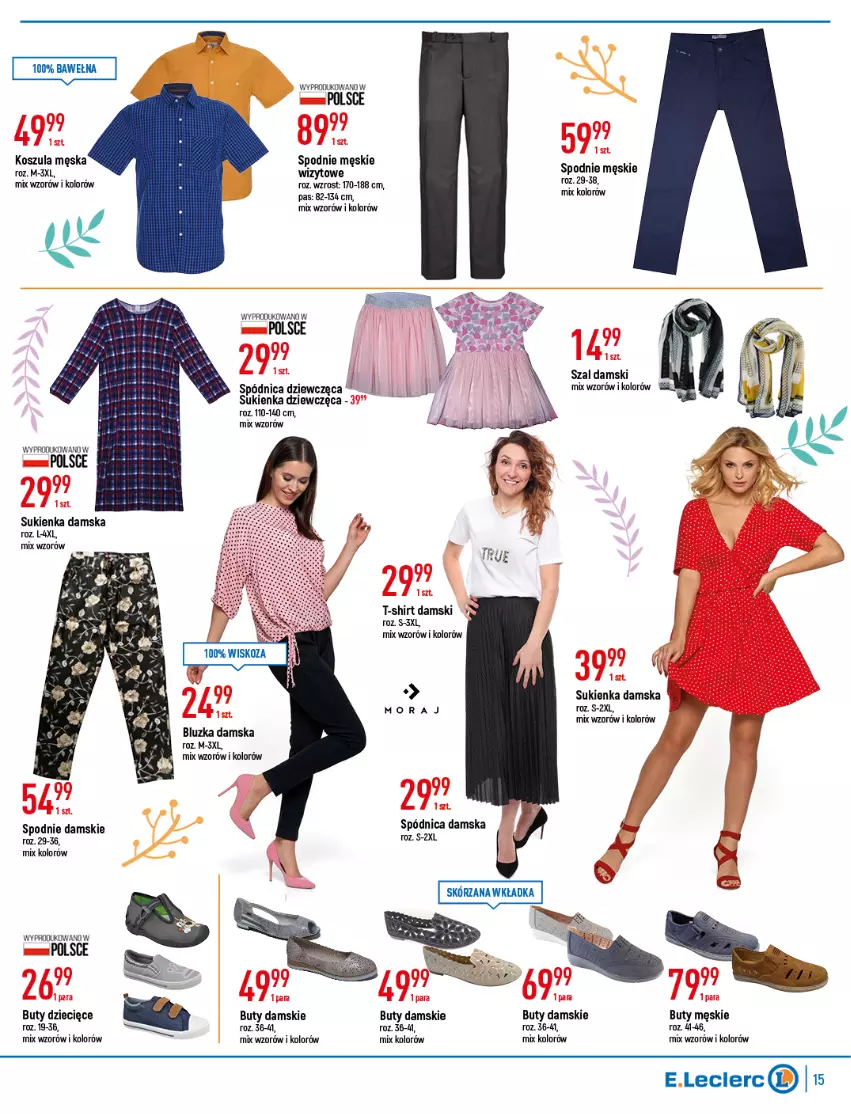 Gazetka promocyjna E Leclerc - ważna 05.04 do 16.04.2022 - strona 15 - produkty: Buty, Dzieci, Kosz, Koszula, Spódnica, Spodnie, Sukienka, T-shirt