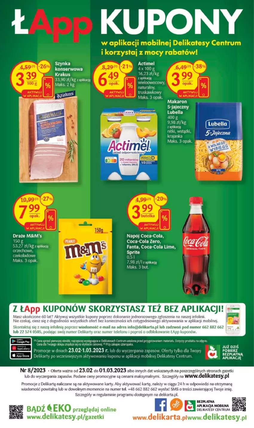 Gazetka promocyjna Delikatesy Centrum - Gazetka DC08 - ważna 23.02 do 01.03.2023 - strona 32 - produkty: Bell, Bella, Coca-Cola, Dres, EPEE, Gra, Krakus, Lubella, Makaron, Mobil, Napój, Por, Rum, Ser, Szynka, Telefon