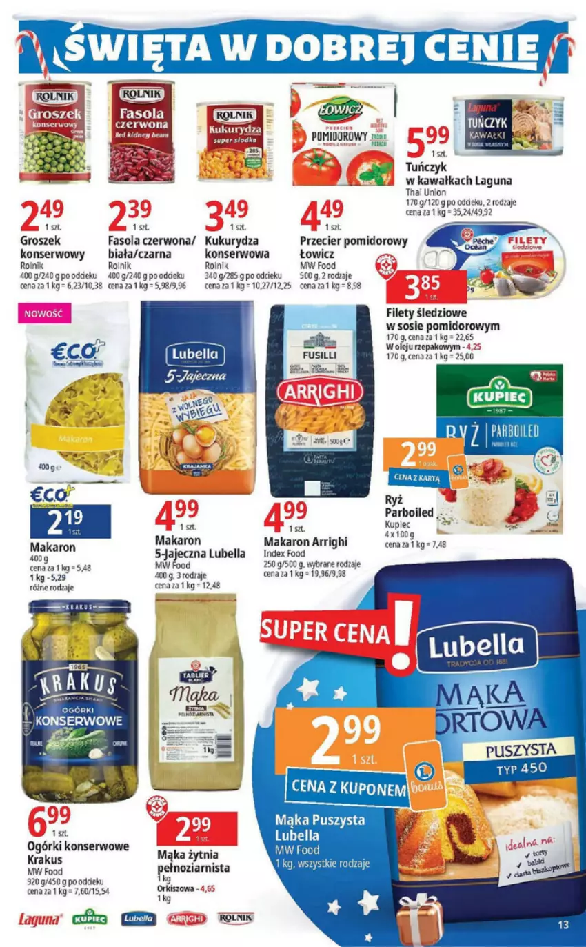 Gazetka promocyjna E Leclerc - ważna 05.12 do 17.12.2023 - strona 5 - produkty: Bell, Bella, Fa, Fasola, Groszek, Kawa, Krakus, Kukurydza, Kupiec, Lubella, Mąka, Makaron, Ogórki konserwowe, Olej, Piec, Rolnik, Ser, Sos, Tuńczyk