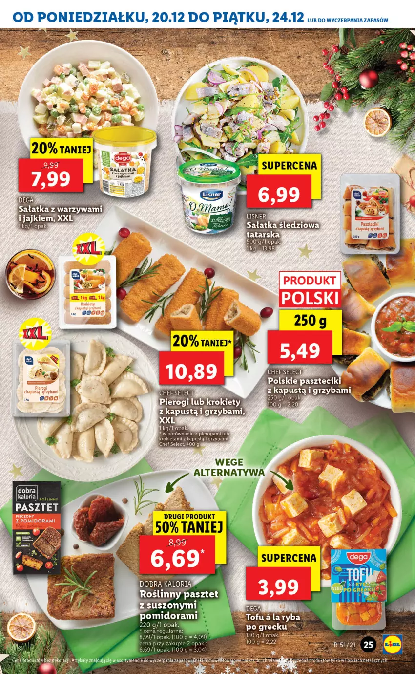 Gazetka promocyjna Lidl - GAZETKA - ważna 20.12 do 24.12.2021 - strona 25 - produkty: Kapustą, Pasztet, Pierogi, Por, Sałat, Sałatka