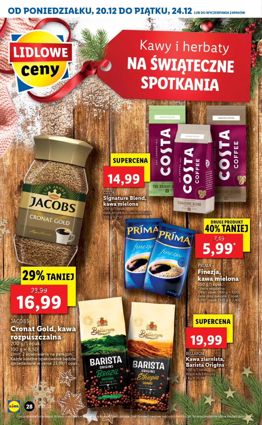 Gazetka promocyjna Lidl - GAZETKA - ważna 20.12 do 24.12.2021 - strona 28 - produkty: Bell, Bella, Gin, Jacobs, Kawa, Kawa mielona, Kawa rozpuszczalna, LG, Olej