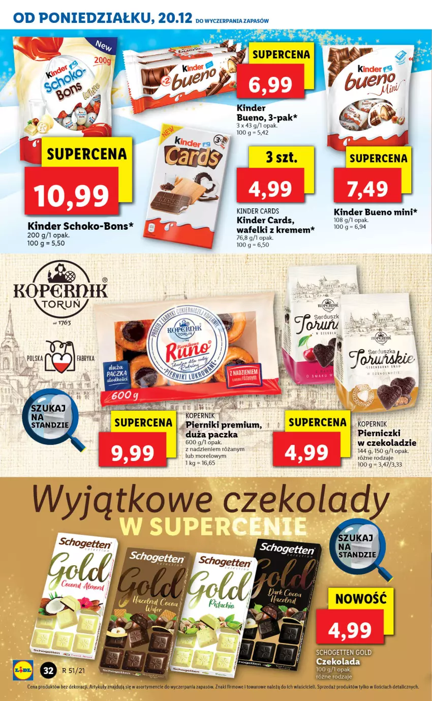 Gazetka promocyjna Lidl - GAZETKA - ważna 20.12 do 24.12.2021 - strona 32 - produkty: Fa, Kinder, Kinder Bueno, Piernik, Róża, Ser