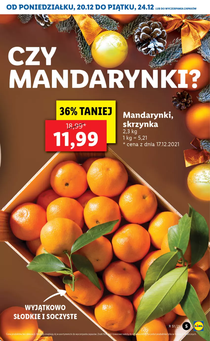 Gazetka promocyjna Lidl - GAZETKA - ważna 20.12 do 24.12.2021 - strona 5 - produkty: Mandarynki