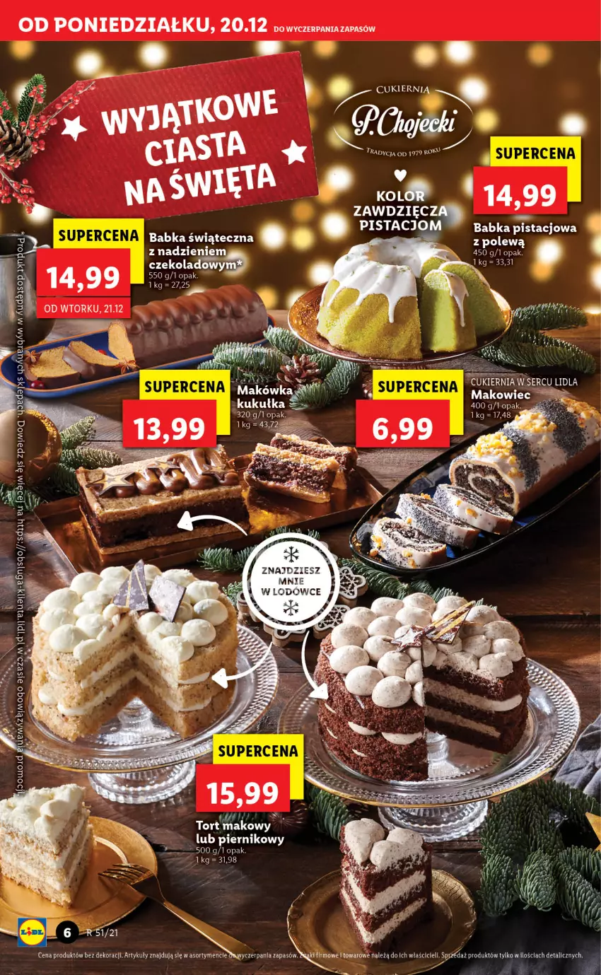 Gazetka promocyjna Lidl - GAZETKA - ważna 20.12 do 24.12.2021 - strona 6 - produkty: Babka, Cukier, Makowiec, Piernik, Ser