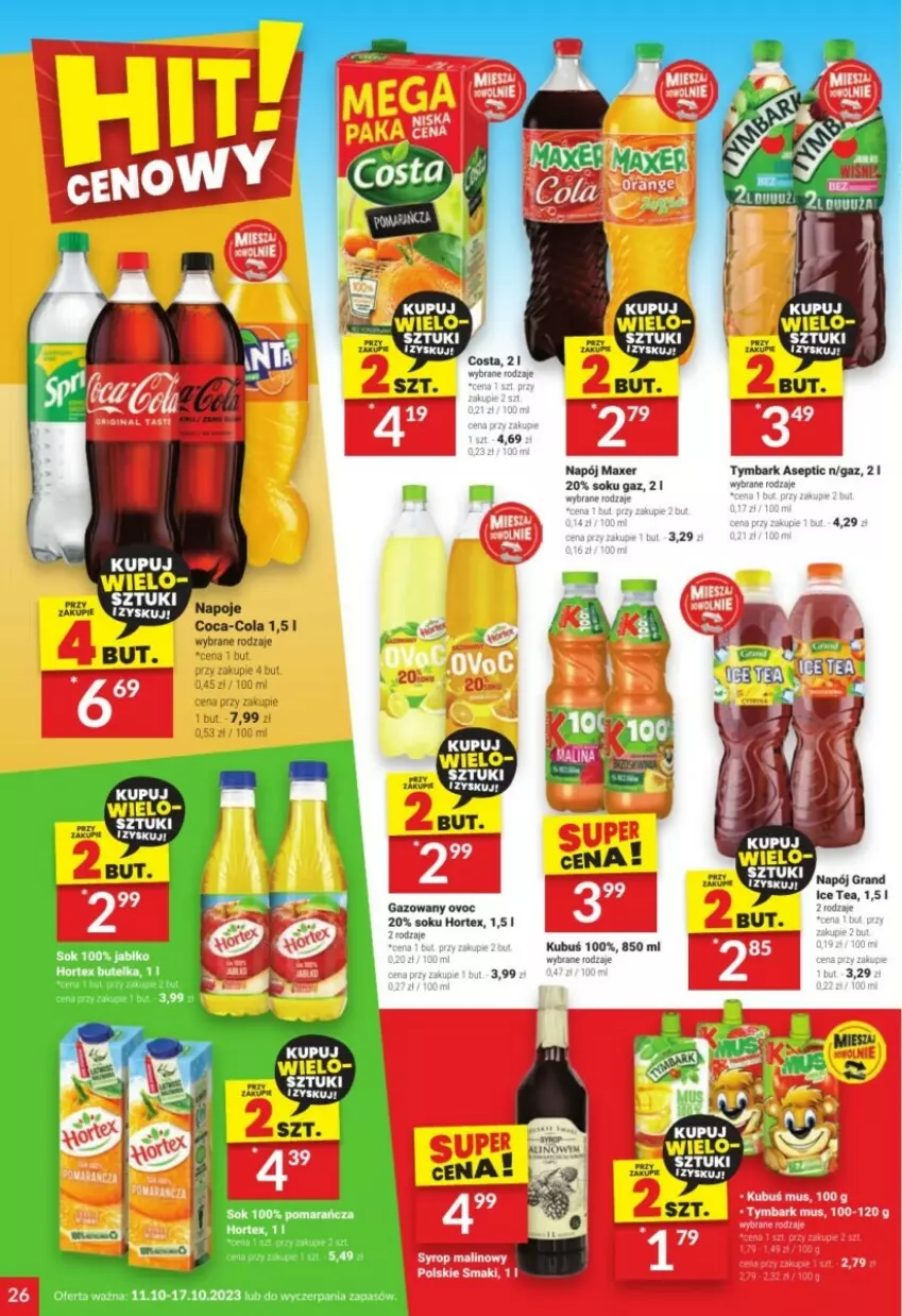 Gazetka promocyjna Twoj Market - ważna 11.10 do 17.10.2023 - strona 19 - produkty: Hortex, Ice tea, Kubuś, Maxer, Napój, Sok, Syrop, Tymbark