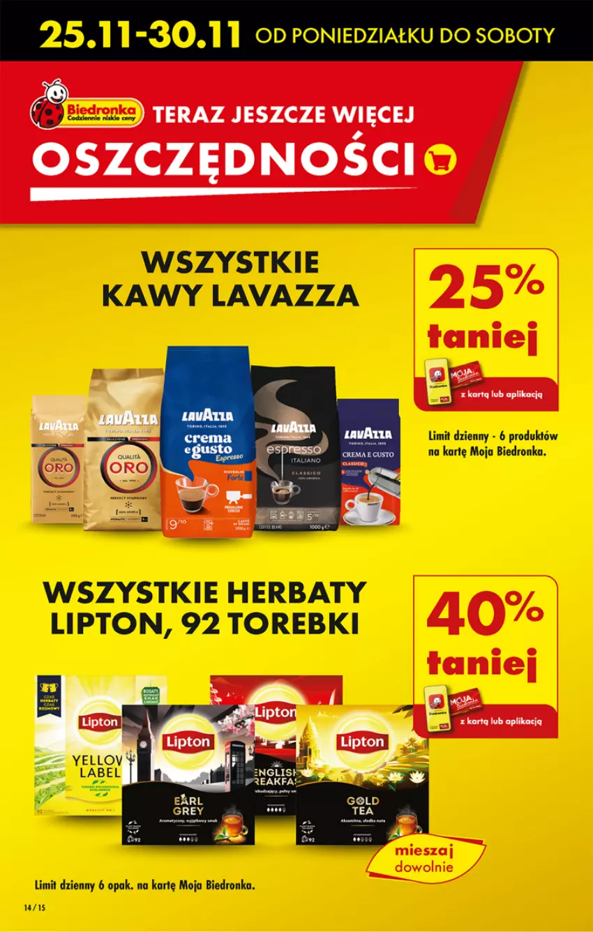 Gazetka promocyjna Biedronka - Od Poniedziałku - ważna 25.11 do 30.11.2024 - strona 16 - produkty: Lavazza, Lipton, Tera