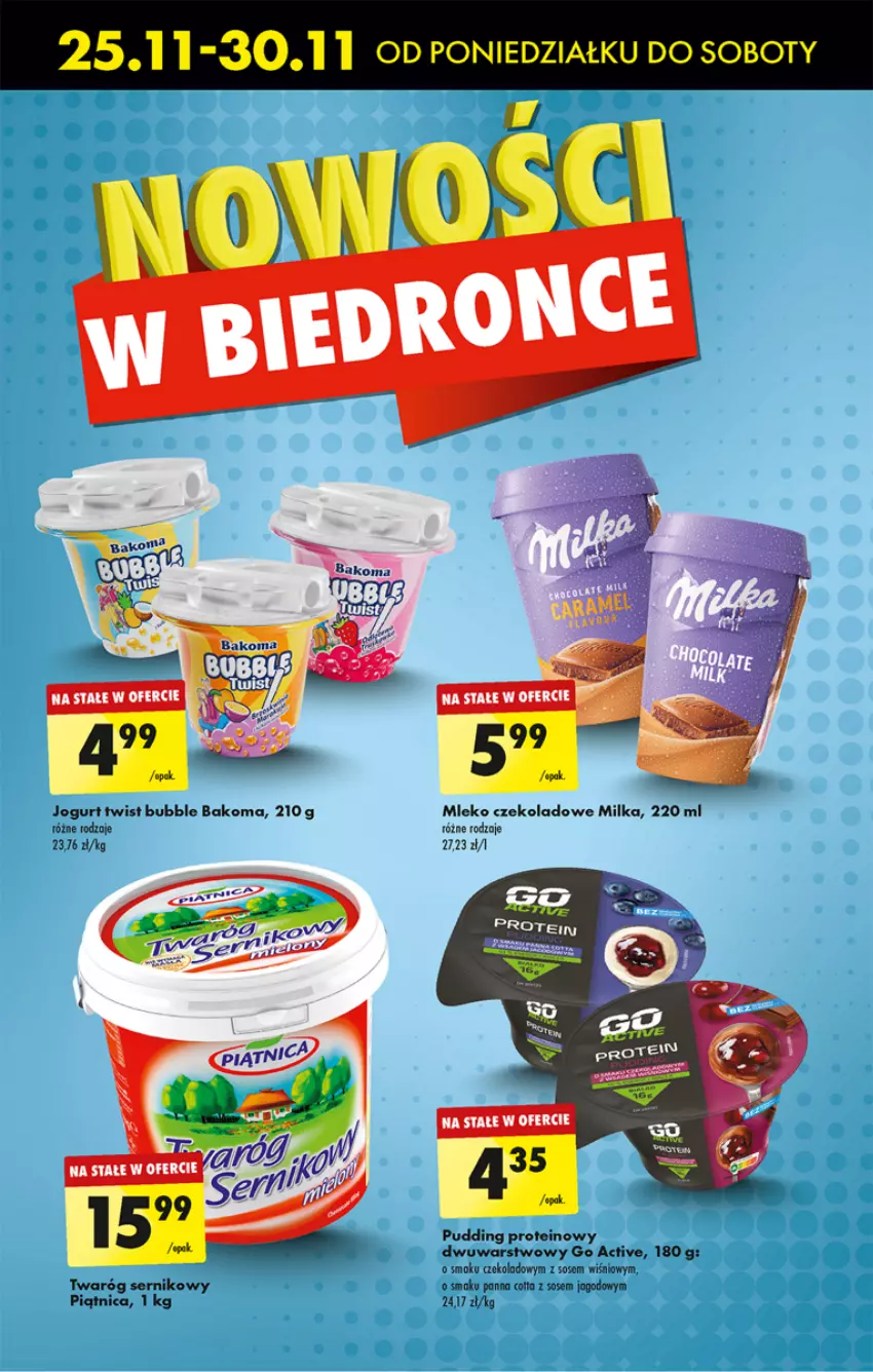 Gazetka promocyjna Biedronka - Od Poniedziałku - ważna 25.11 do 30.11.2024 - strona 41 - produkty: Bakoma, Jogurt, Milka, Mleko, Piątnica, Pudding, Ser, Sos, Twaróg