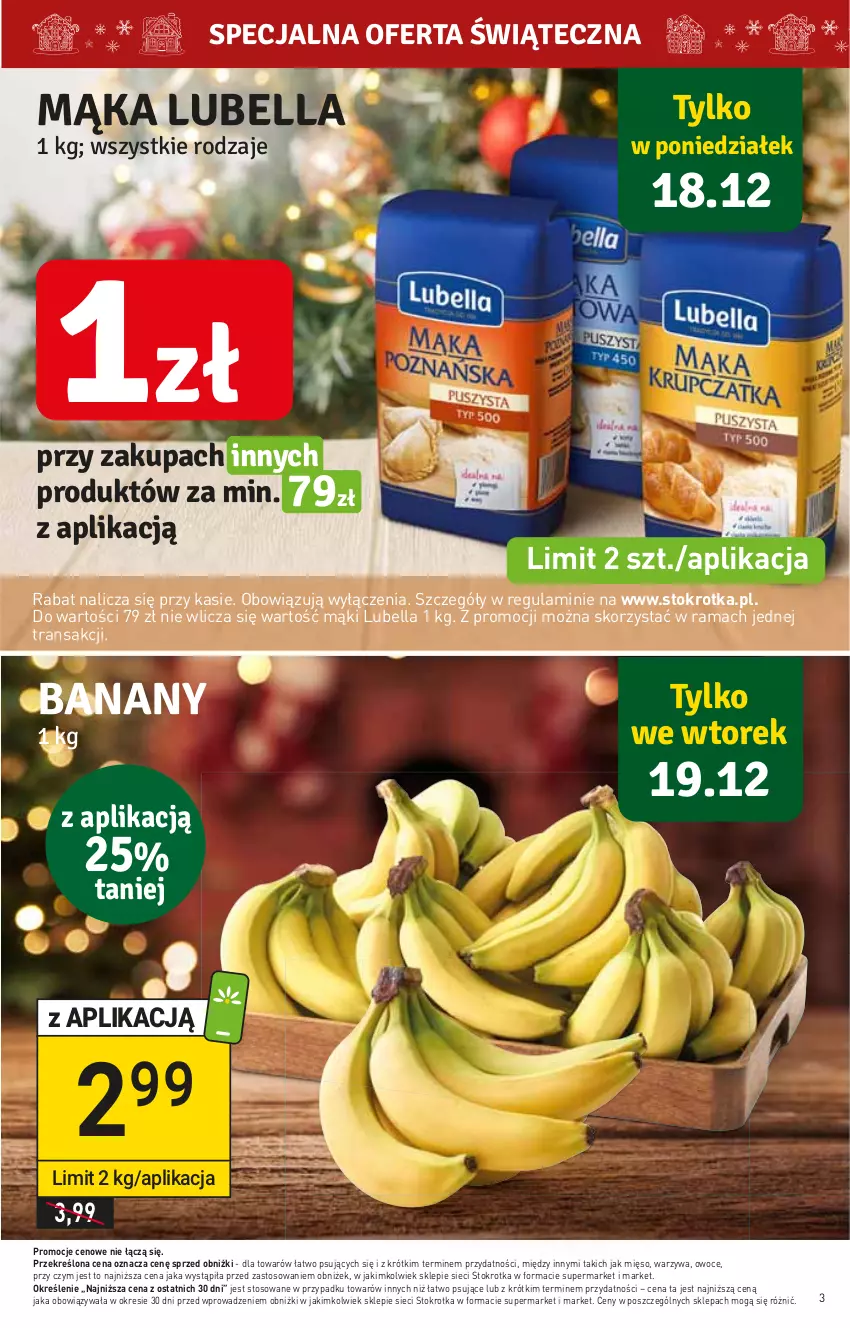 Gazetka promocyjna Stokrotka - Supermarket - ważna 14.12 do 20.12.2023 - strona 3 - produkty: Bell, Bella, Lubella, Mięso, Owoce, Rama, Tran, Warzywa