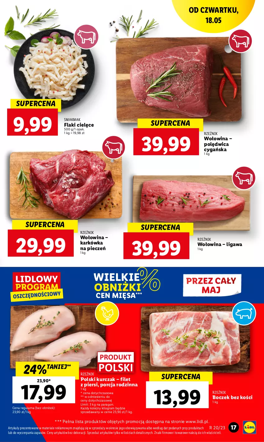 Gazetka promocyjna Lidl - GAZETKA - ważna 18.05 do 20.05.2023 - strona 21 - produkty: Boczek, Boczek bez kości, Flaki, Gra, Kurczak, Olej, Piec, Polędwica, Por, Wołowina