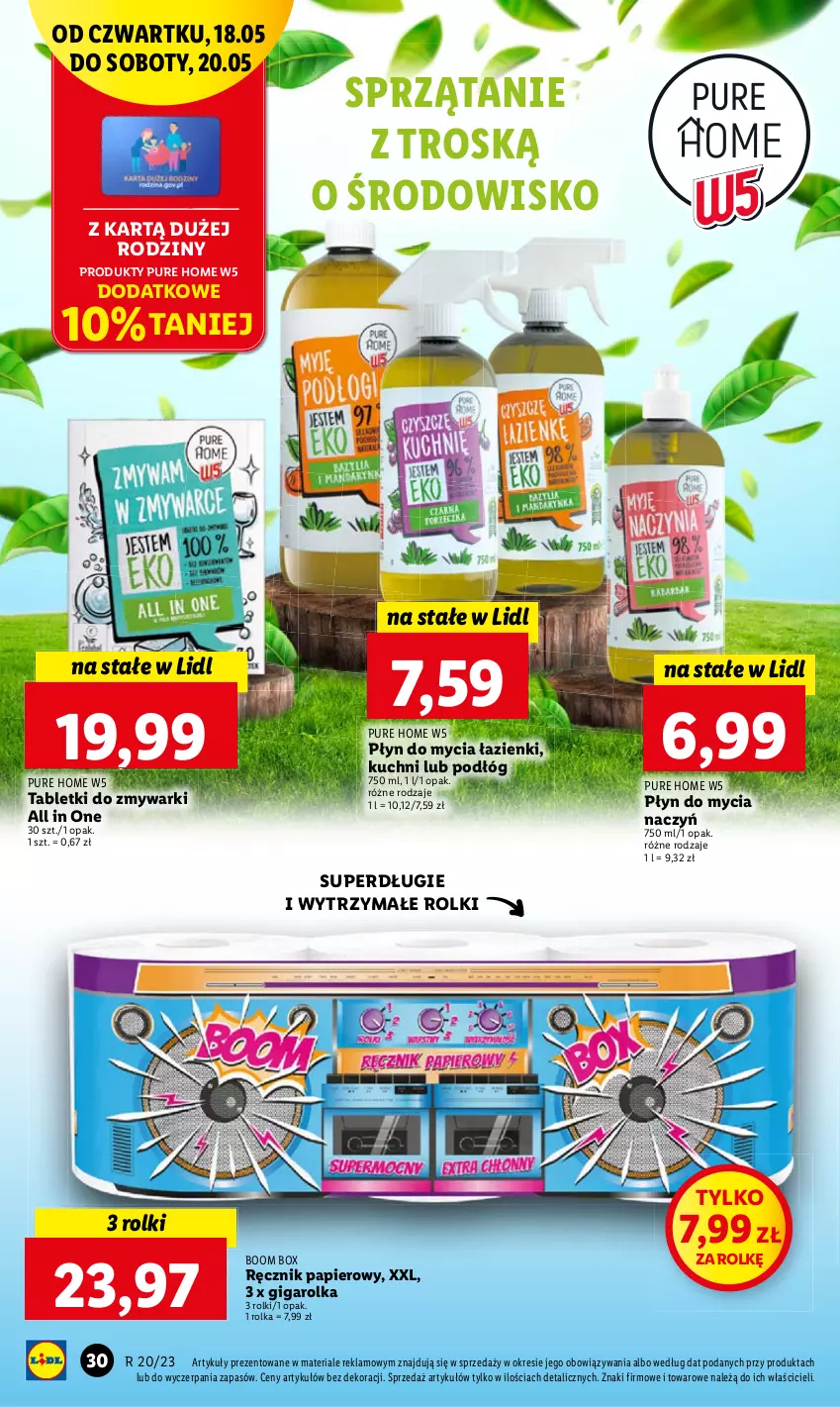 Gazetka promocyjna Lidl - GAZETKA - ważna 18.05 do 20.05.2023 - strona 38 - produkty: Chleb, Do mycia naczyń, Papier, Płyn do mycia, Płyn do mycia naczyń, Pur, Ręcznik, Rolki, Sprzątanie, Tablet, Tabletki do zmywarki, Zmywarki