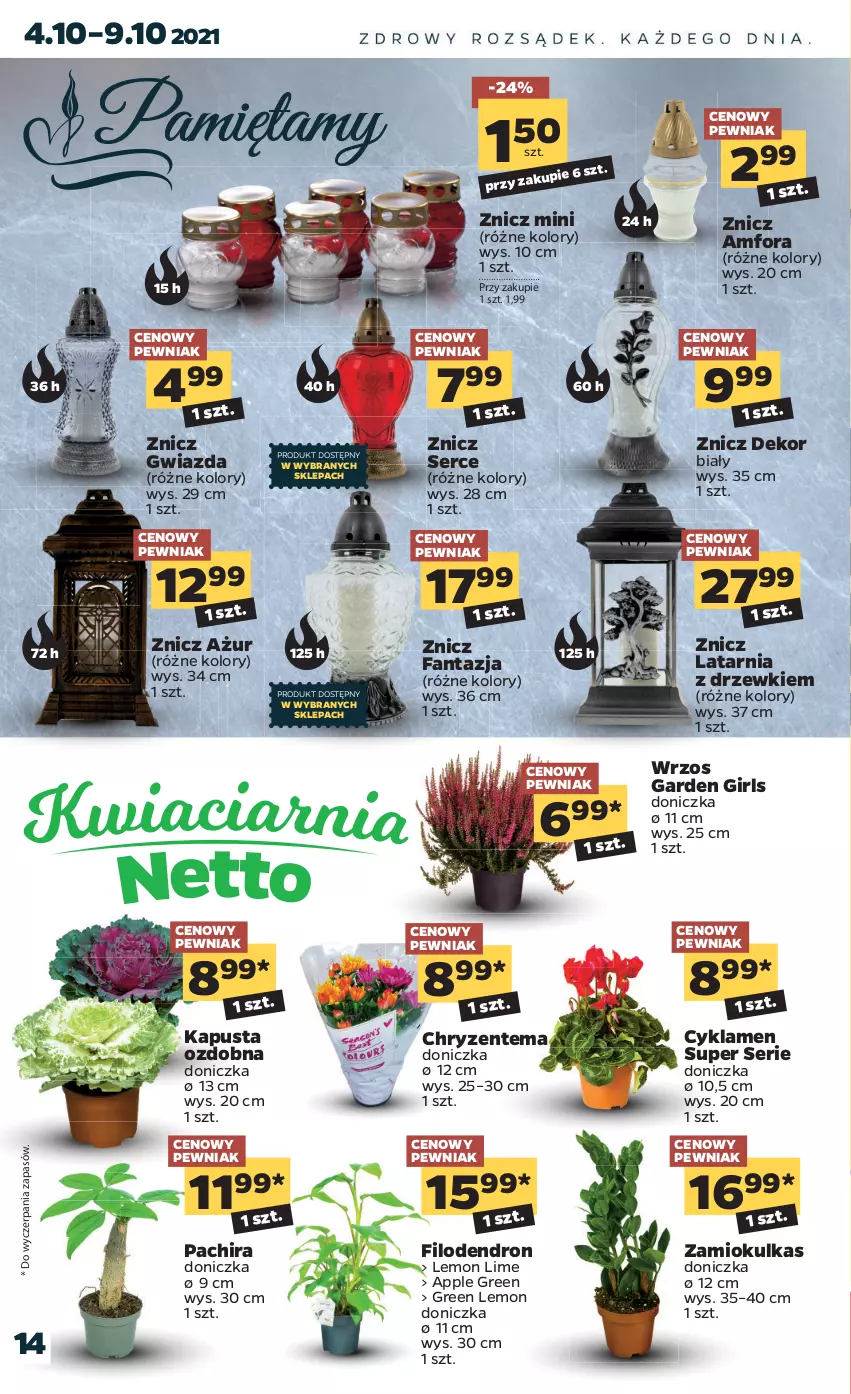 Gazetka promocyjna Netto - Gazetka spożywcza - ważna 04.10 do 09.10.2021 - strona 14 - produkty: Cyklamen, Fa, Fanta, Gwiazda, Latarnia, Ser, Znicz