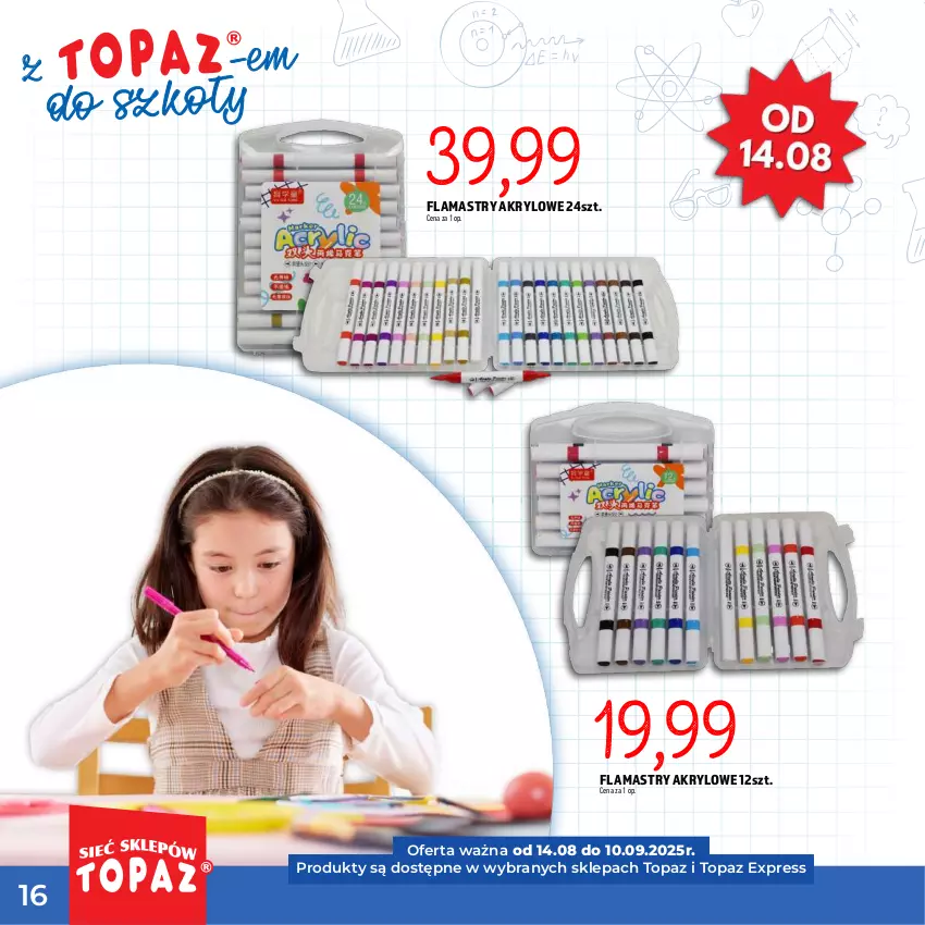 Gazetka promocyjna Topaz - Gazetka - ważna 17.07 do 10.09.2025 - strona 16 - produkty: Flamastry, Top